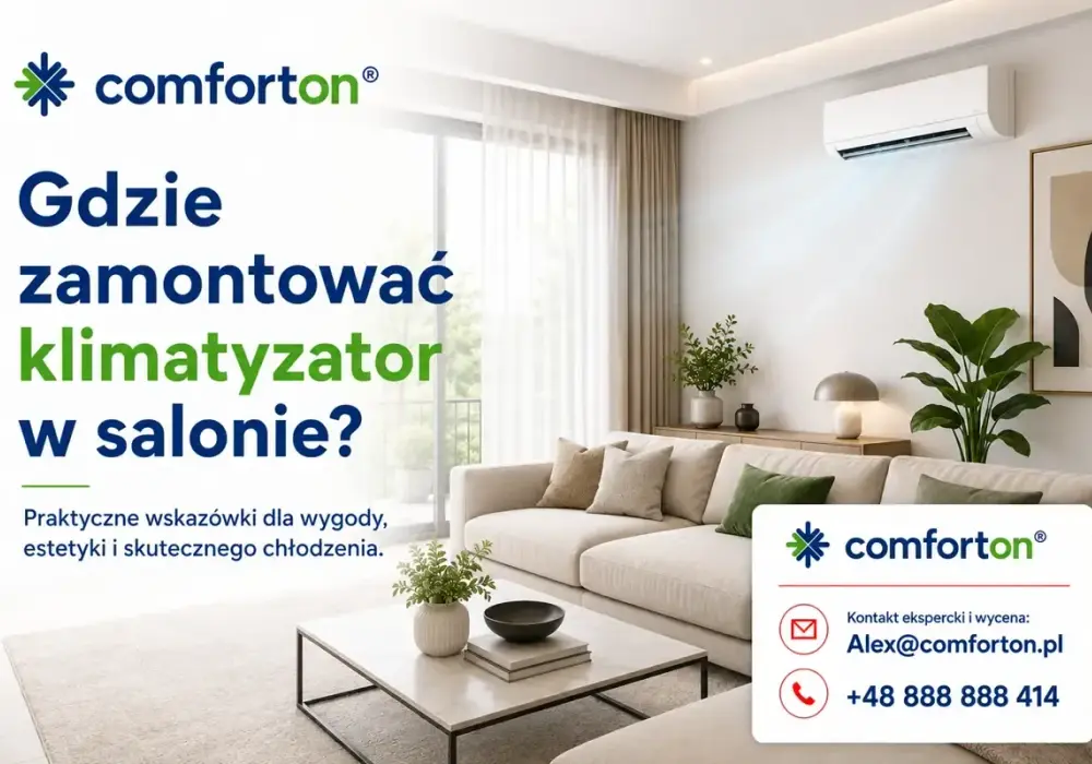 Gdzie zamontować klimatyzator w salonie, by chłodził równomiernie?