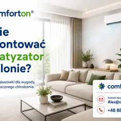 Nowoczesny salon z klimatyzatorem na ścianie. Poradnik: gdzie zamontować klimatyzator w salonie dla wygody i estetyki.